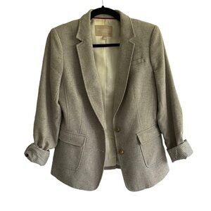 BANANA REPUBLIC Wool Blazer Elbow Patches Grey 4